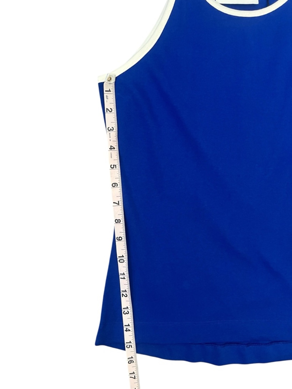 SKFK Liba Indigo Blue Tank White Contrast Trim Minimalist Cotton Top US Size 6 - Picture 8 of 9